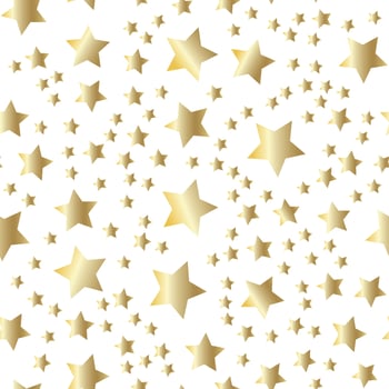 Golden stars background. Night sky seamless pattern vector