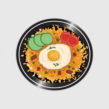 Hand drawn delicious fried rice traditional asian food nasi goreng vector