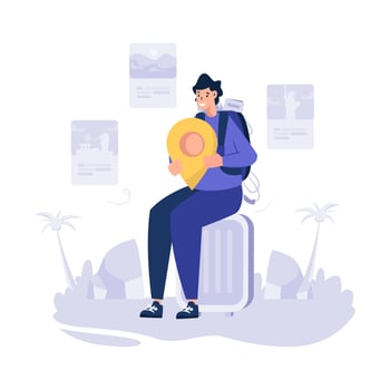 Traveler backpacker destination flat illustration vector