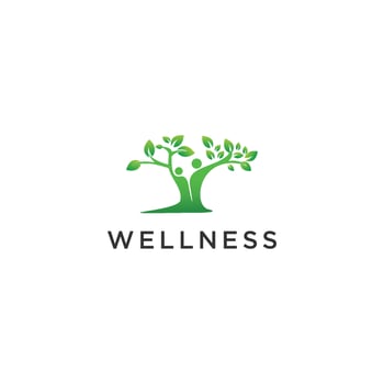 Abstract Wellness Logo. Style Leaf and People Combination for Nature. vector