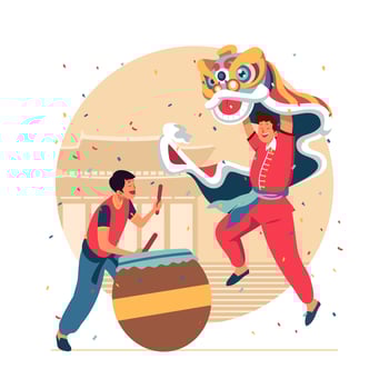 Lion Dance Performance Concept vector