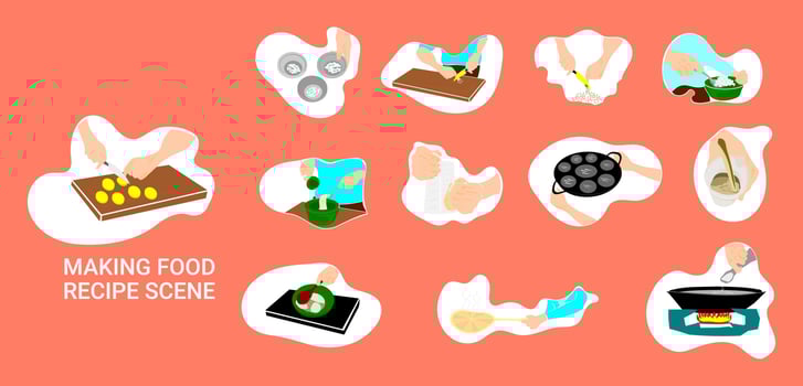 Making food recipe scene vector