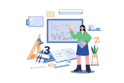Math Teacher Illustration concept. A flat illustration isolated on white background vector