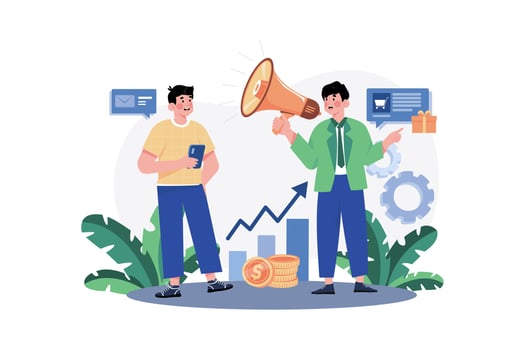 Male marketing employee making promotion vector