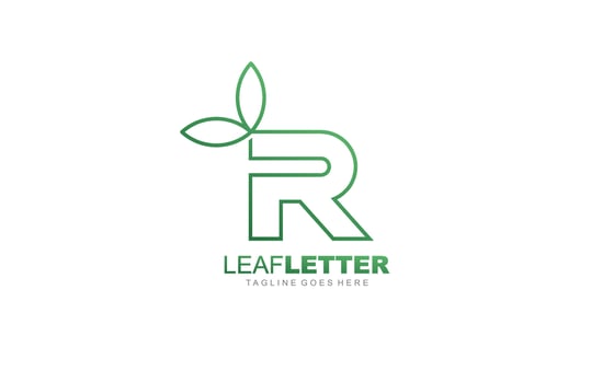 R logo leaf for identity. nature template vector illustration for your brand.