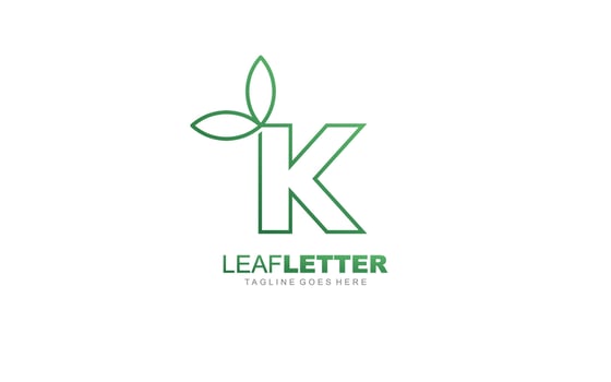 K logo leaf for identity. nature template vector illustration for your brand.