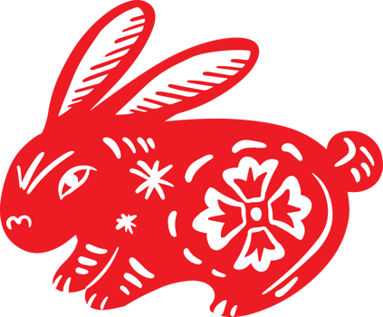 red rabbit Chinese style for asian celebration concept png
