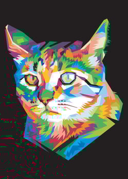 colorful funny cat on pop art style isolated black backround vector