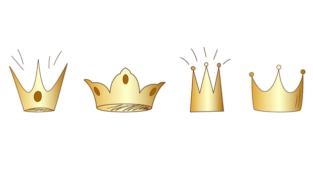 set of doodle golden crowns vector