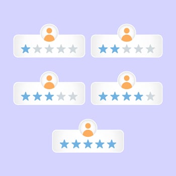Customer testimonial review with star rating vector