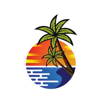 Sunset beach logo images vector