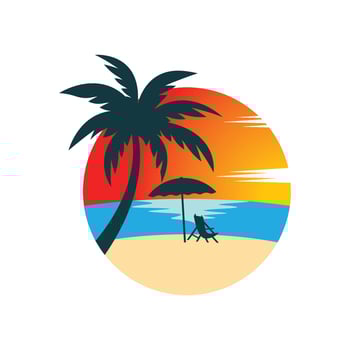 Sunset beach logo images vector