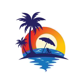 Sunset beach logo images vector