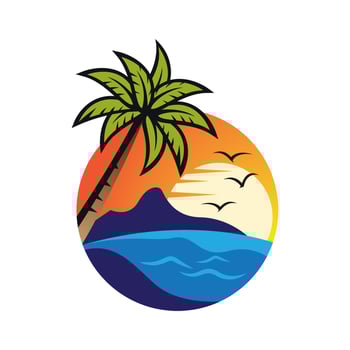 Sunset beach logo images vector