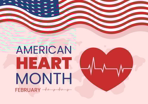 February is American Heart Month with a Pulse for Health and Overcoming Cardiovascular Disease in Flat Cartoon Hand Drawn Template Illustration vector