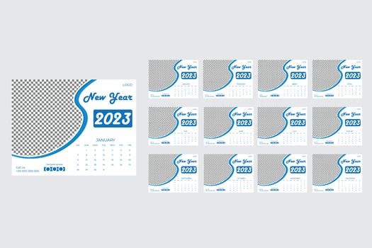happy New year Desk calendar template vector