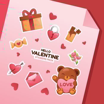 Fun Stickers of Valentine Day vector