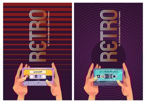 Retro dance music style of 80s banner vector