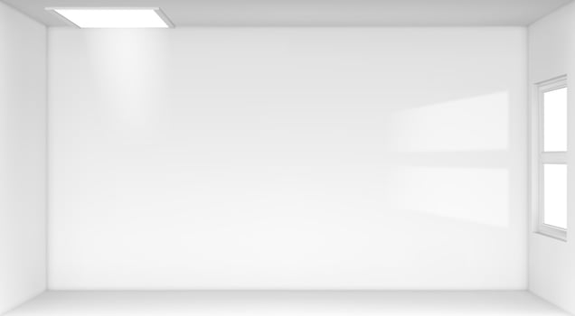 Empty white room with window and door top view vector
