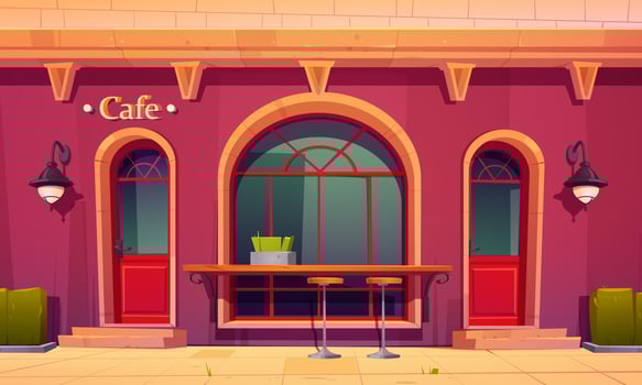 City cafe, coffee house exterior with bar counter vector