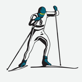 Person riding snowboard. Snowboarder in action vector illustration. Extreme winter sports. Snowboarding emblem. Sport club logo. Snowboarding equipment.