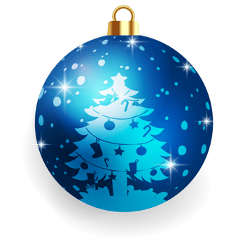 Metallic Blue Christmas Ball. png