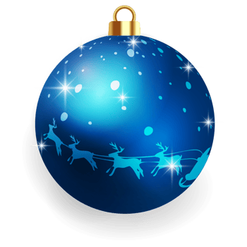 Metallic Blue Christmas Ball. png