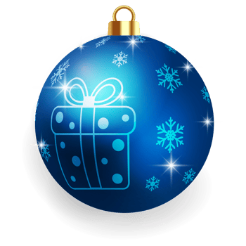 Metallic Blue Christmas Ball. png