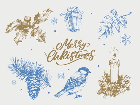 Modern new year russia letter, great design for any purposes. Hand drawn background. Isolated vector. Hand drawn style. Traditional design. Holiday greeting card. vector