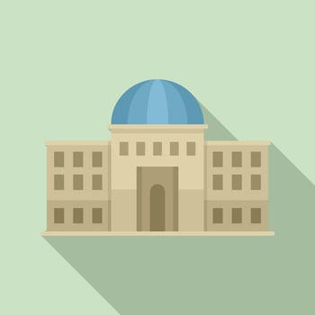 Palace parliament icon, flat style vector