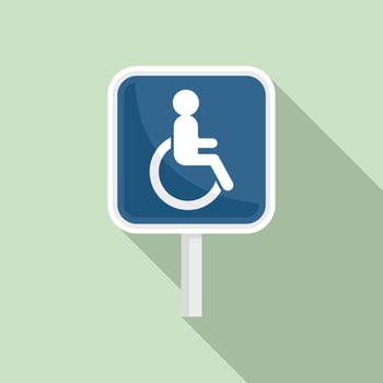 Handicapped road sign icon, flat style vector