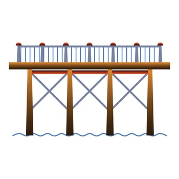 High bridge icon, cartoon style vector
