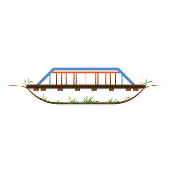 Railway bridge icon, cartoon style vector