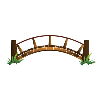 Wood bridge icon, cartoon style vector