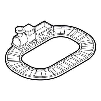 Toy train icon, outline style vector