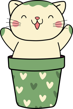 Cat flower cute pot flower pot kitten kitty pet cute cat adorable png