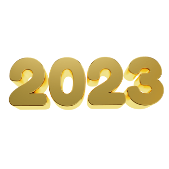 3d render 2023 gold text, happy new year png