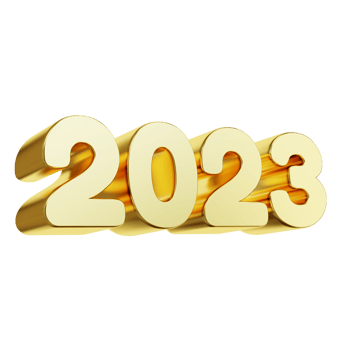 3d render 2023 gold text, happy new year png