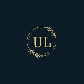 Initial UL beauty monogram and elegant logo design, handwriting logo of initial signature, wedding, fashion, floral and botanical with creative template. vector