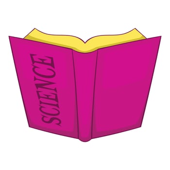 Science book icon, cartoon style vector