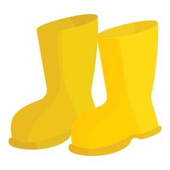 Yellow rubber boots icon, cartoon style vector