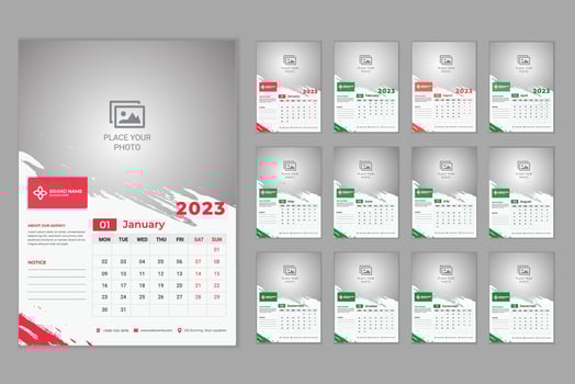 Wall calendar 2023 vector