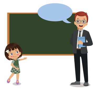 classroom teacher and cute students vector