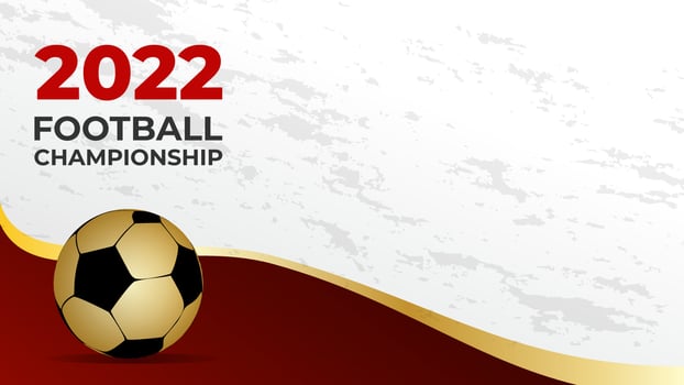 Qatar football 2022. Ball illustration with golden ribbon layout graphic design background. vector