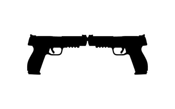Silhouette of Pistol Gun for Logo, Pictogram, Art Illustration, Website or Graphic Design Element. Vector Illustration