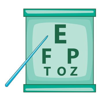 Eye test icon, cartoon style vector