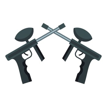 Crossed paintball guns icon, flat style vector
