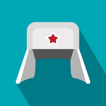 Earflaps Russian hat icon, flat style vector