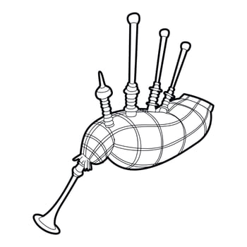Bagpipe icon, outline isometric style vector