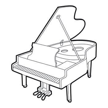 Grand piano icon, outline isometric style vector